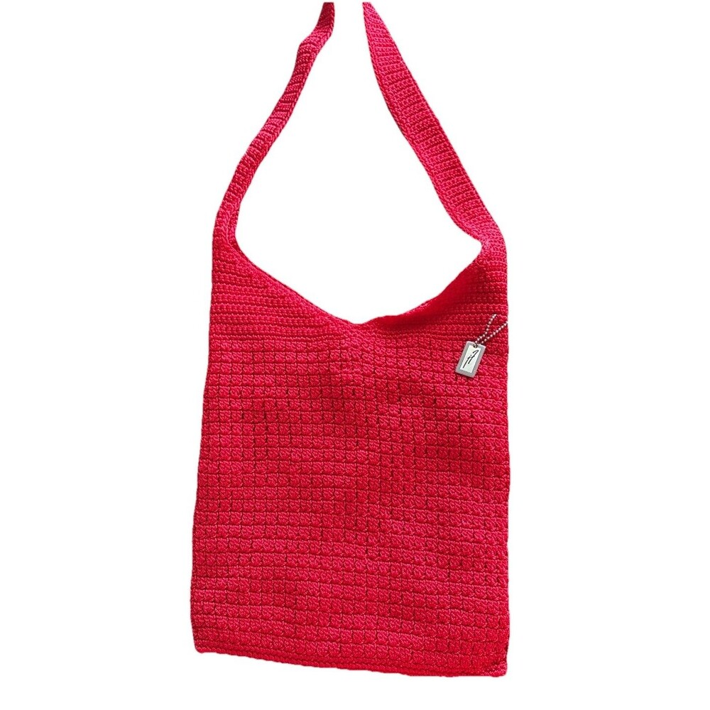 Jacqueline Ferrar Red Crochet Woven Shoulder Bag NWOT Handbag Purse Boho Hobo